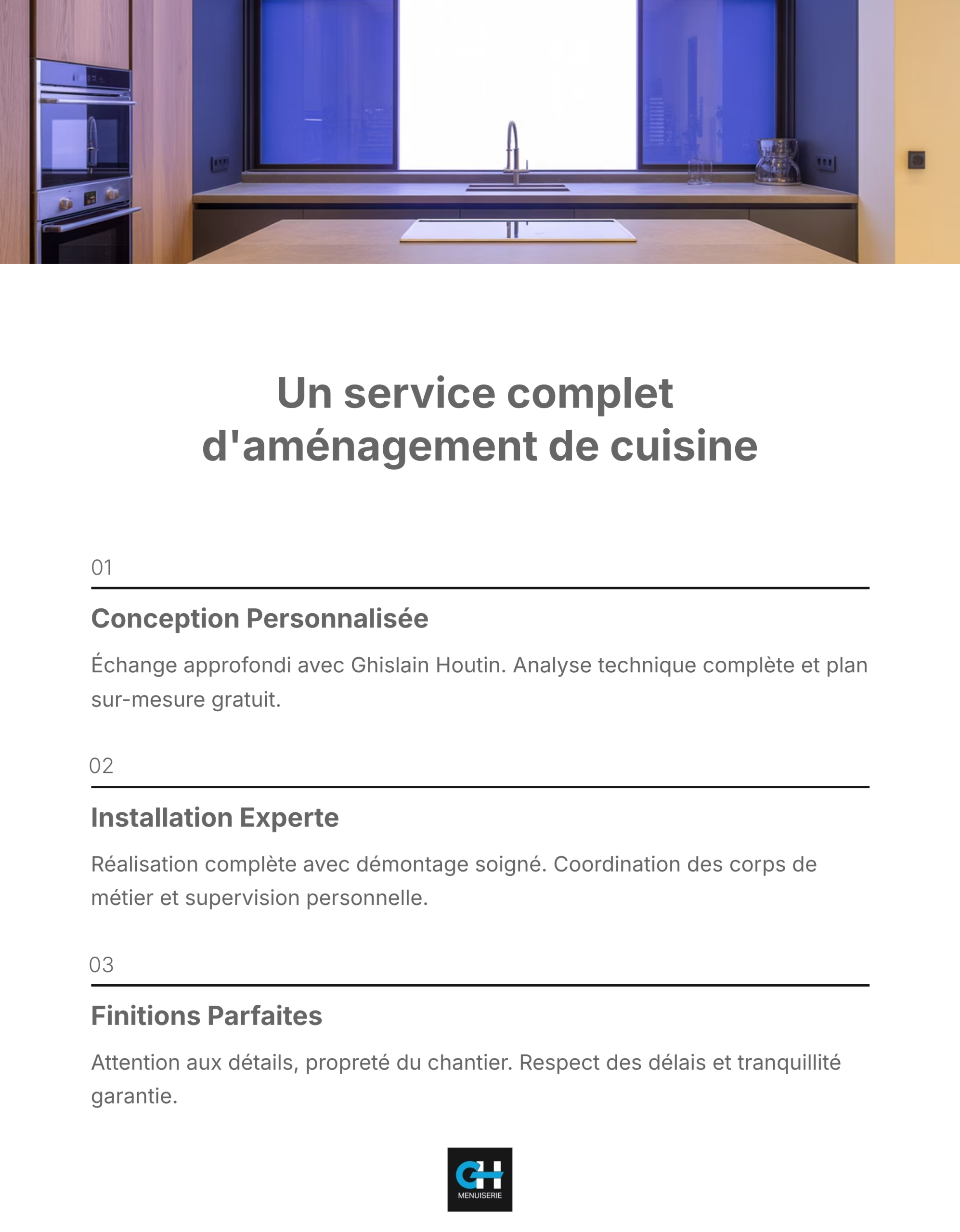 Service complet d'aménagement de cuisine par un artisan menuisier