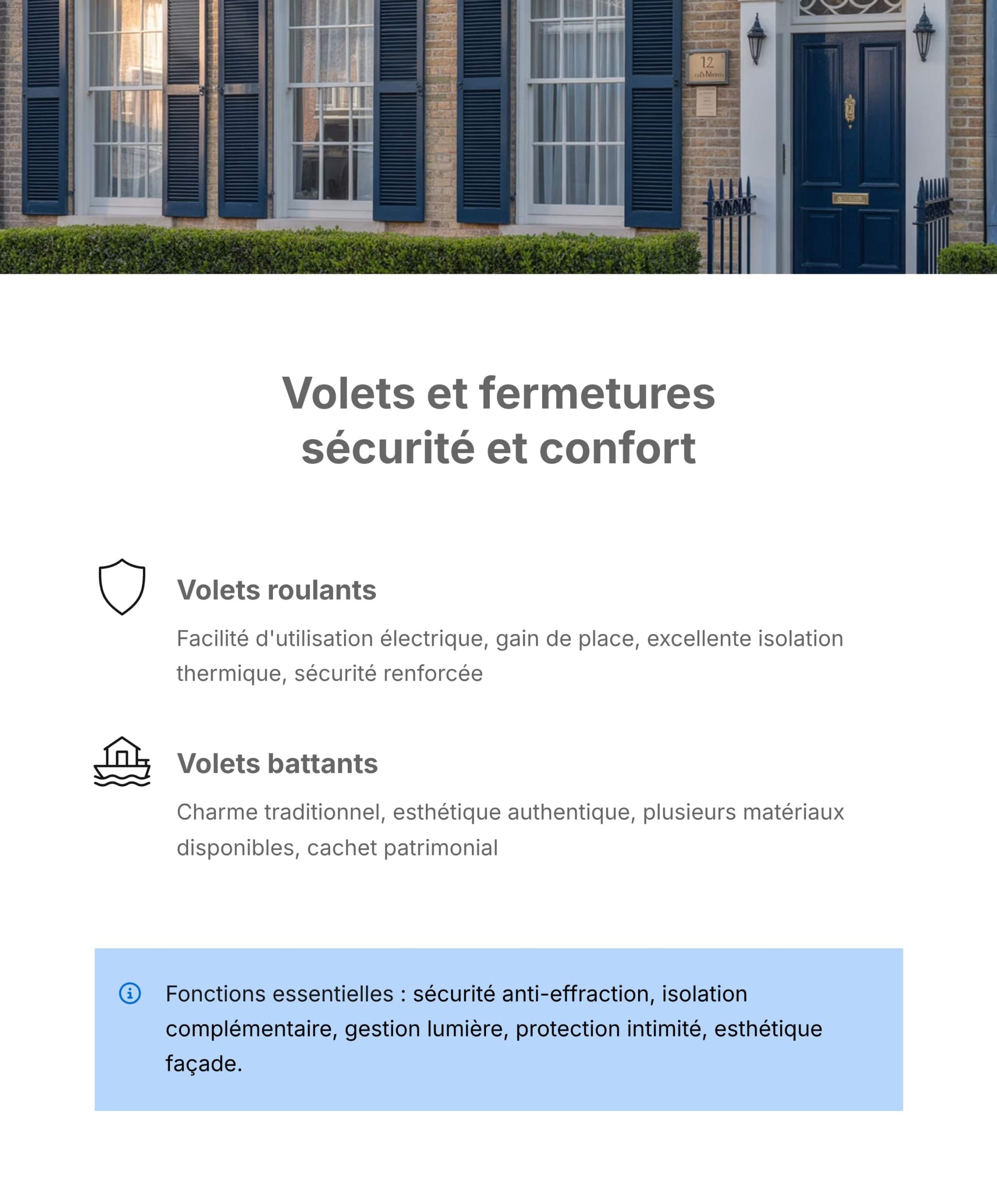 Volets roulants et battants pour la sécurité et le confort