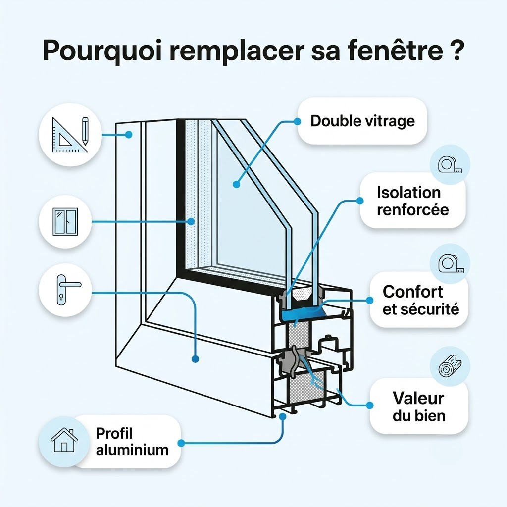 Fenêtre en aluminium neuve pour un meilleur confort et une meilleure isolation