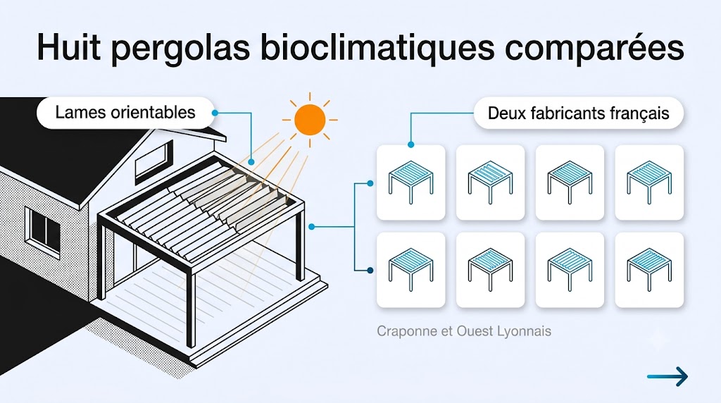 Comparatif de 8 pergolas bioclimatiques Marquises et Coublanc posées par GH Menuiserie à Craponne